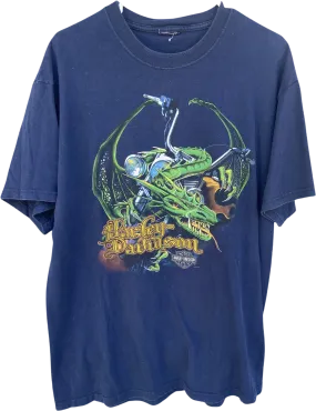 00s 2002 Harley Dragon Dark Blue Short Sleeve Eagle By Harley Davidson