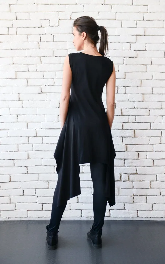 Asymmetric Black Long Tunic