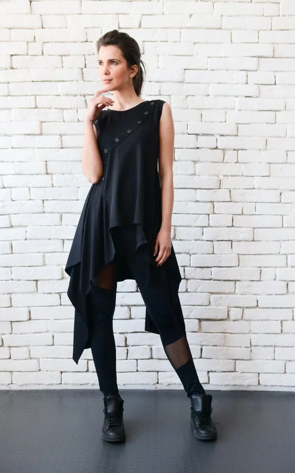 Asymmetric Black Long Tunic