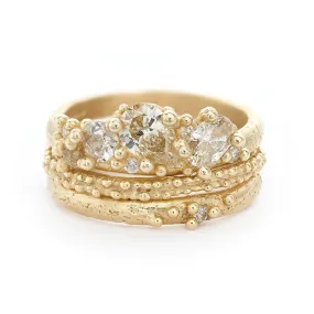 Asymmetric Champagne Diamond Ring Stack