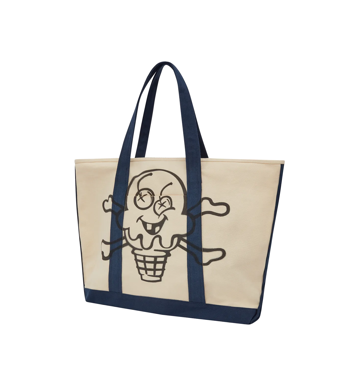 CONES AND BONES TOTE BAG - ECRU/NAVY