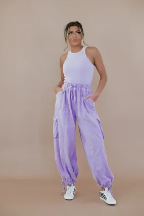 Corrie Cargo Pant Jumpsuit, Lavender