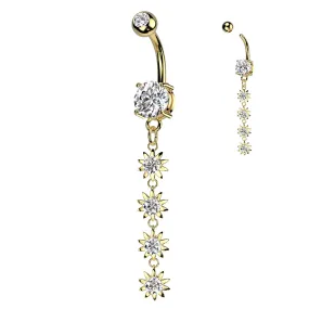 Daisy Forest Belly Dangle with Gold Plating