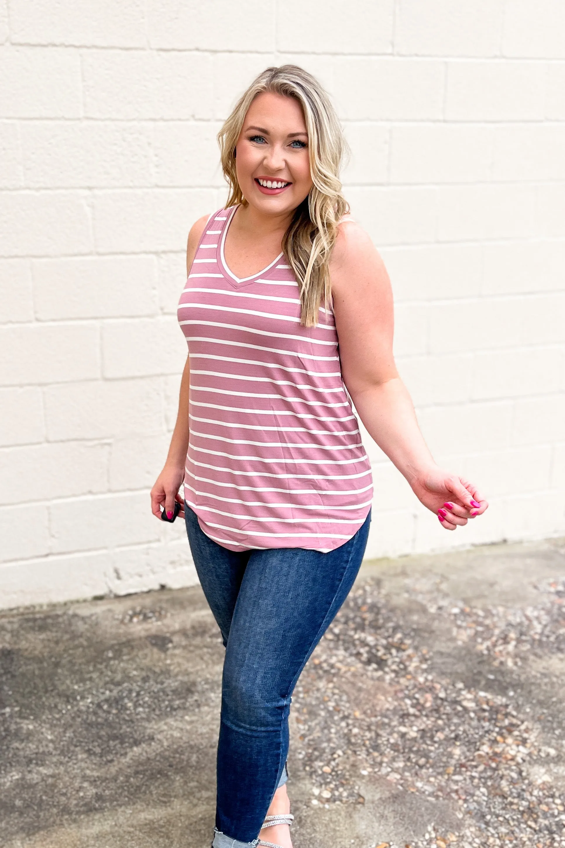 DEAL | Sebastian Stripe Tank, Light Rose