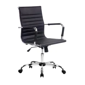 Executive Chrome Office Chair Computer Desk Chair - Black