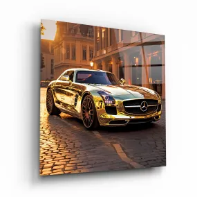 Golden Velocity Glass Wall Art