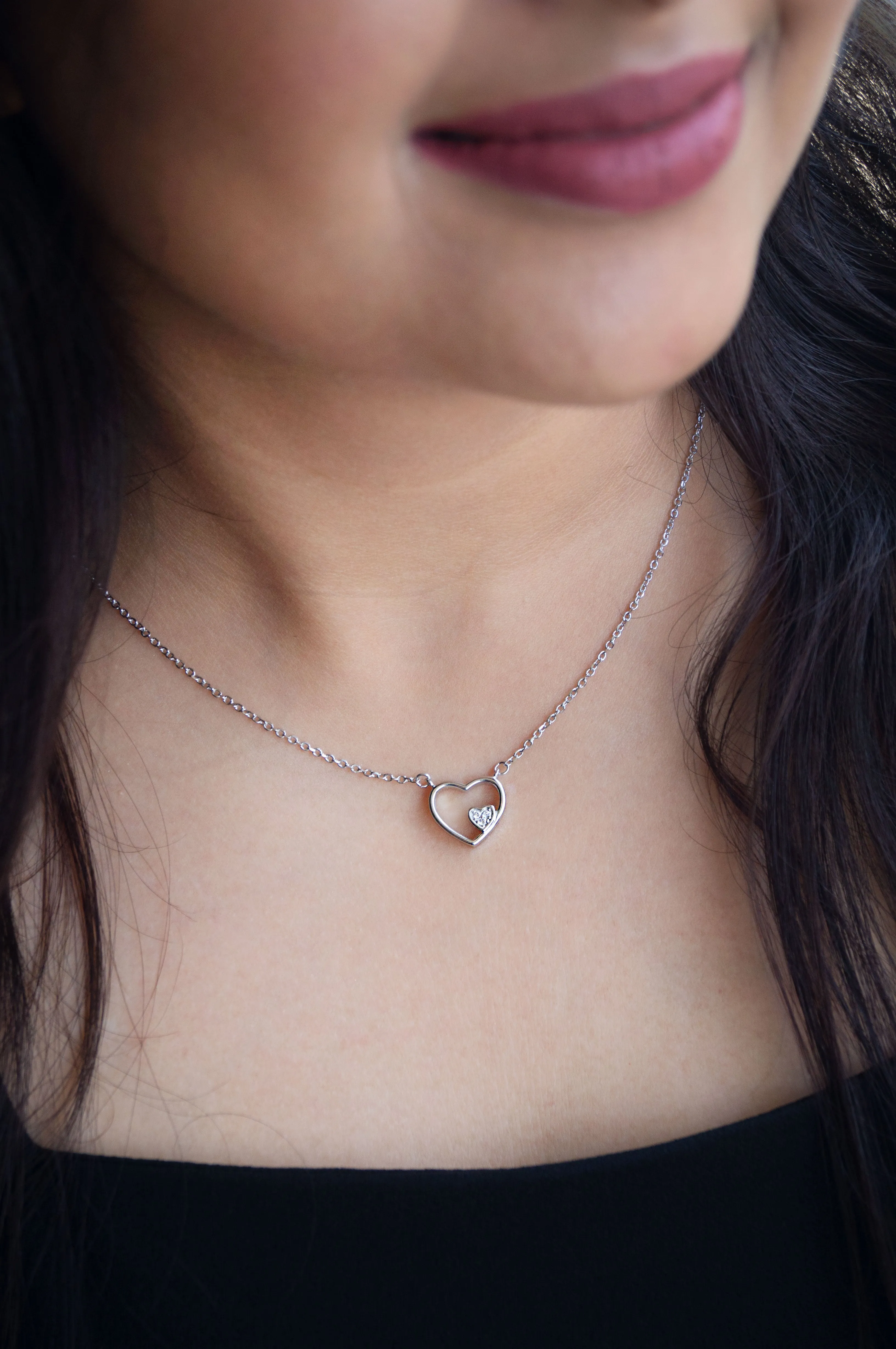 In My Heart Sterling Silver Chain Necklace