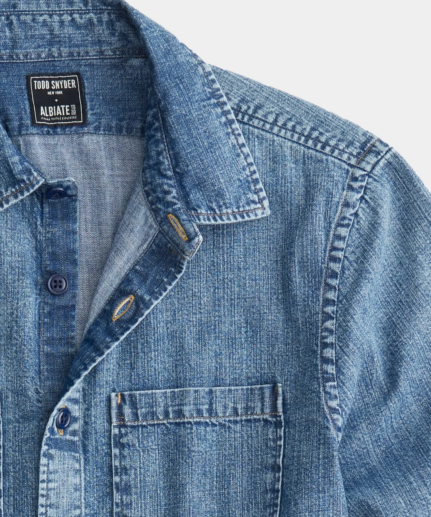 Italian Denim Overshirt in Stone Wash