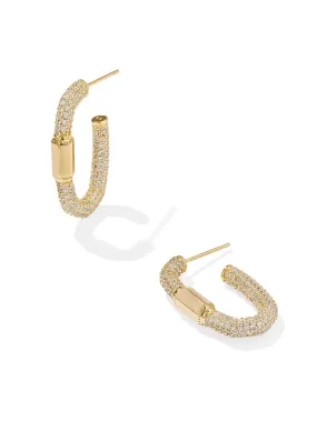 Kendra Scott Emery Hoop Earrings - Gold White Crystal