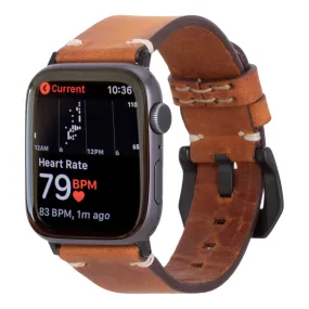 Modern Newport Band for Apple Watch 44mm / 45mm, Golden Brown, Black Hardware