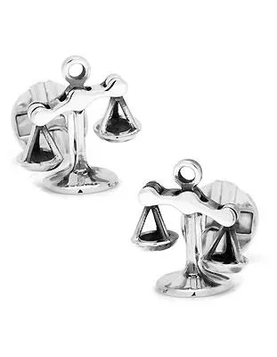 Ox & Bull Scales of Justice Cufflinks - Moving Scales - Silver - Swivel Back