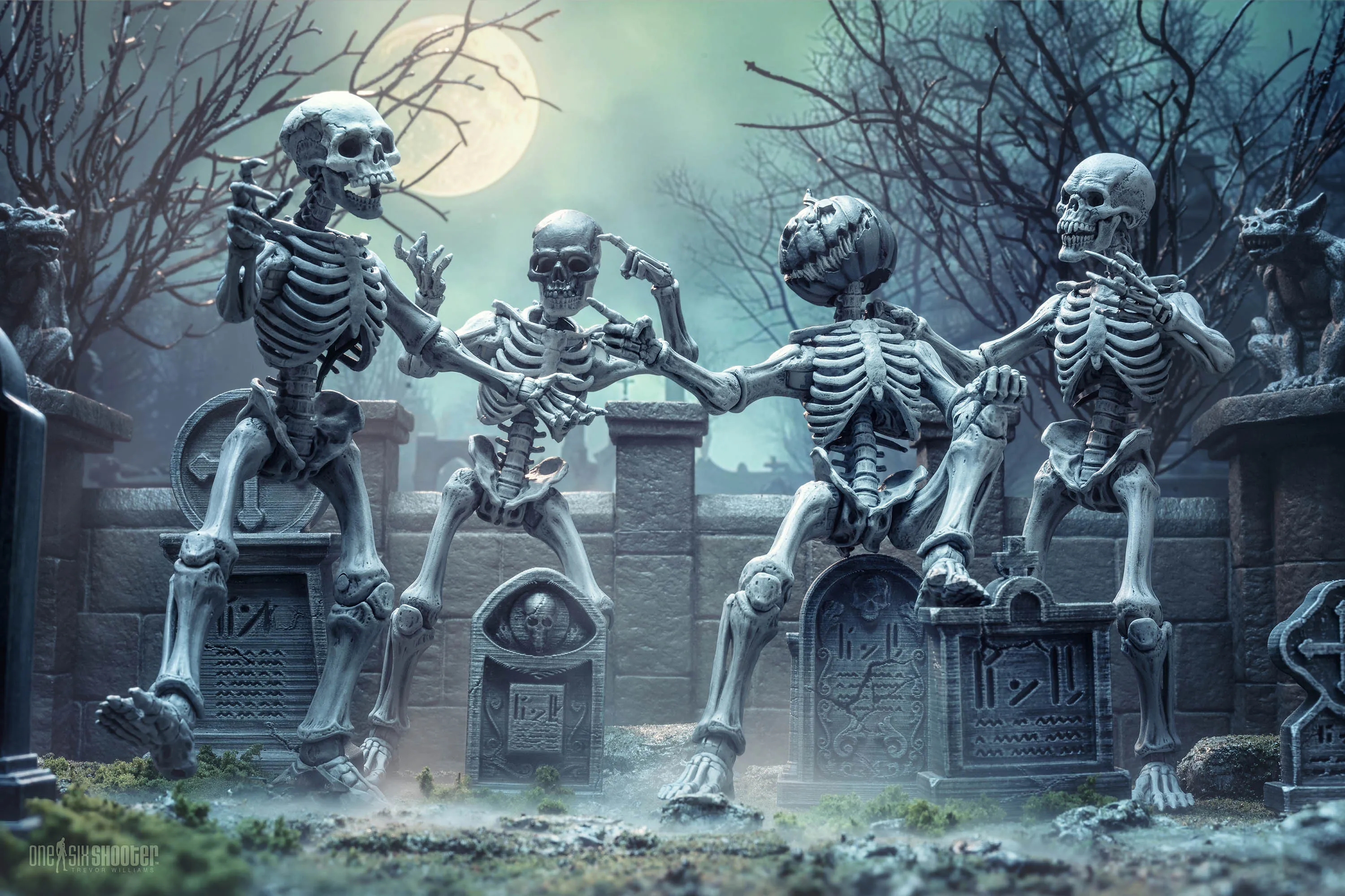 PRE-ORDER - GRAVEYARD SKELETONS 4-pack set