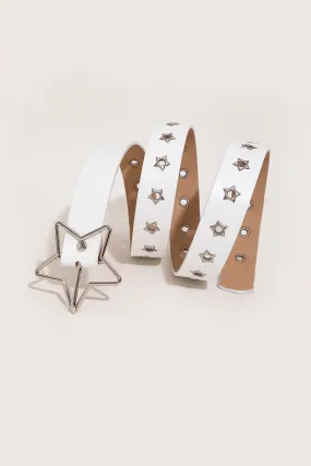 PU Leather Star Shape Buckle Belt