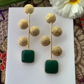 Salvanity Brass Gold - Tarudhan Earrings - Green