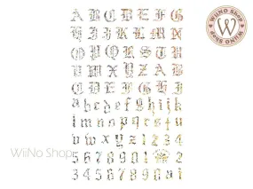 Silver Holographic Old English Letter Adhesive Nail Art Sticker - 1 pc (R180SH)