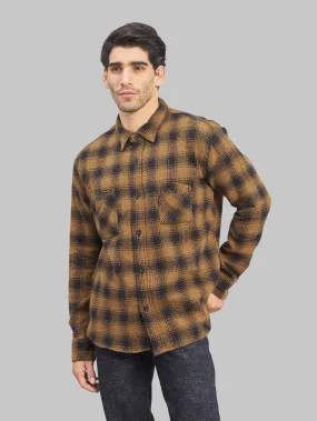 The Strike Gold SGS2203 Recycled Cotton Flannel Mixed Nep Check Work Shirt Brown